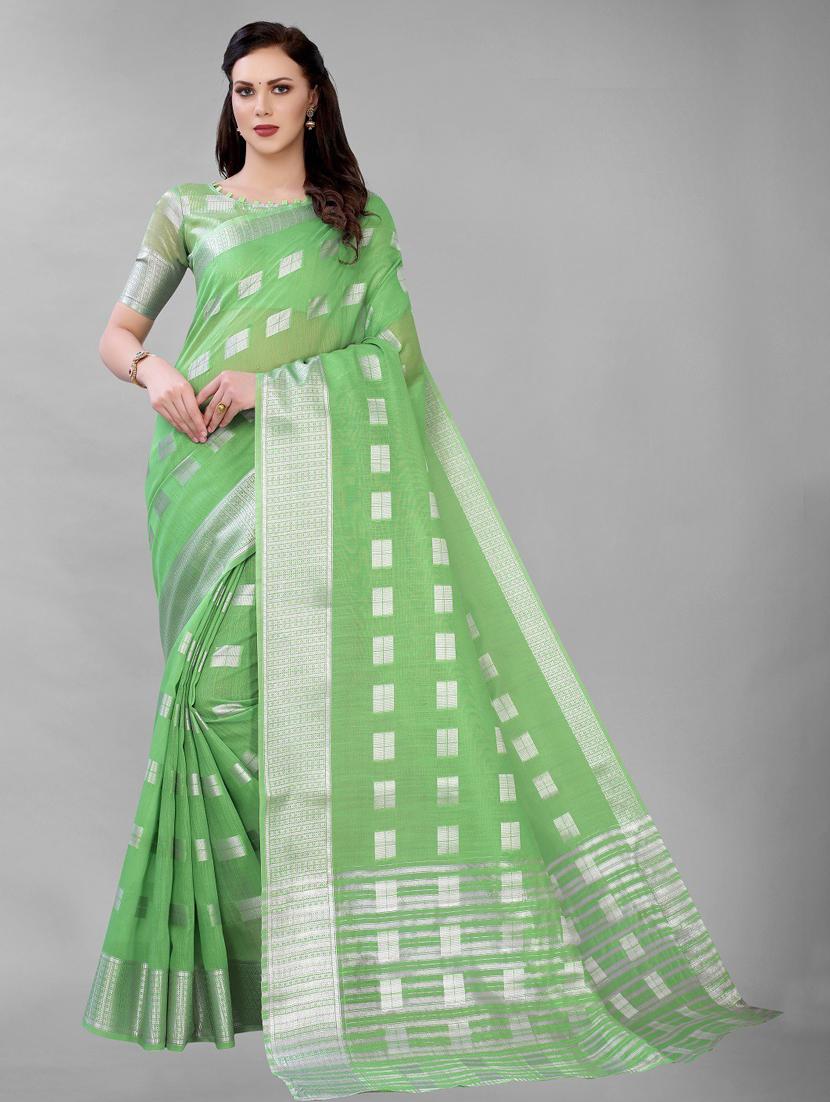 self design woven saree with blouse - 19200386 - Zoom Image - 0