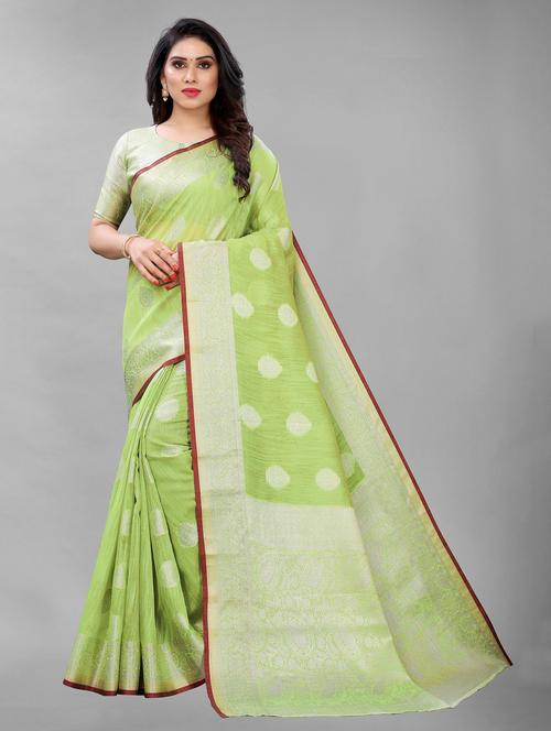 self design woven saree with blouse - 19200388 - Standard Image - 0