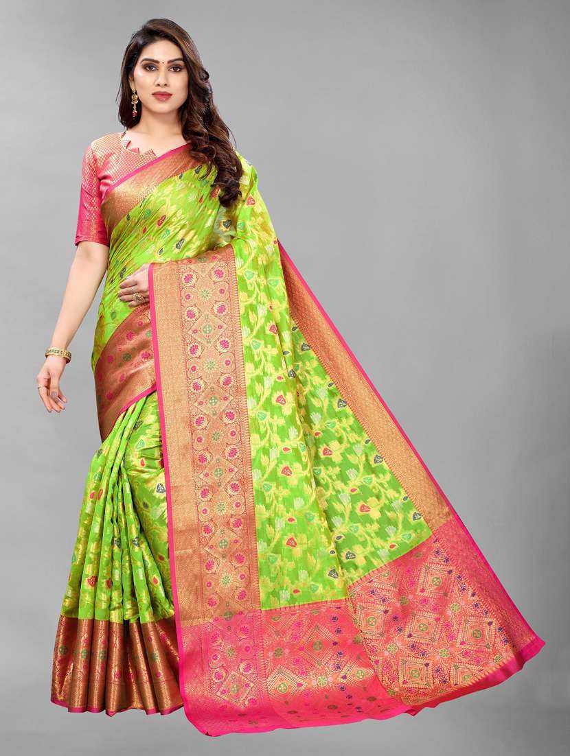 self design woven saree with blouse - 19200396 - Zoom Image - 0