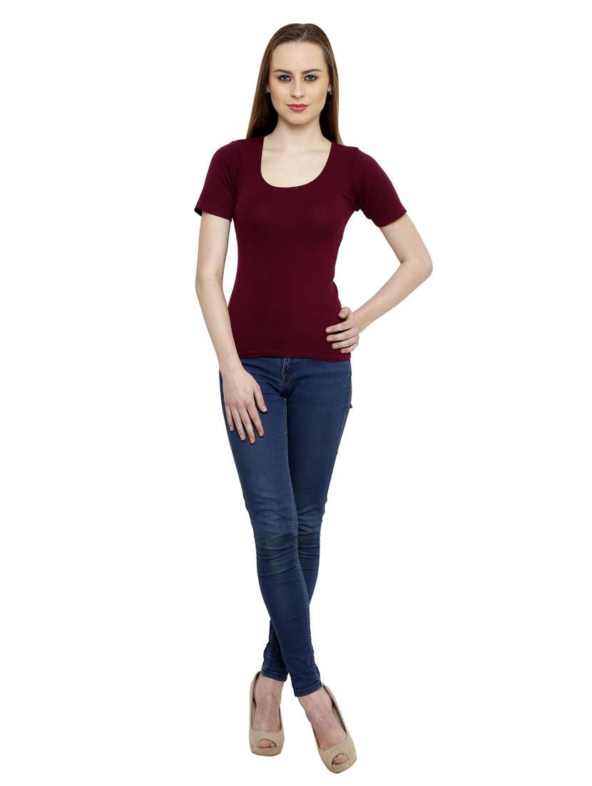 women's straight round neck top - 19205691 -  Standard Image - 3