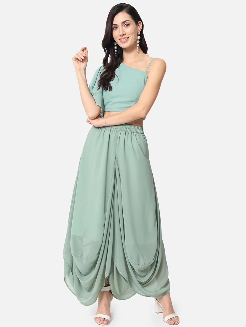 green solid palazzo - 19207366 - Standard Image - 3