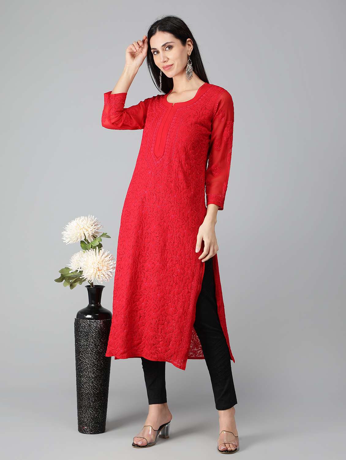 women's straight kurta - 19207410 - Standard Image - 3