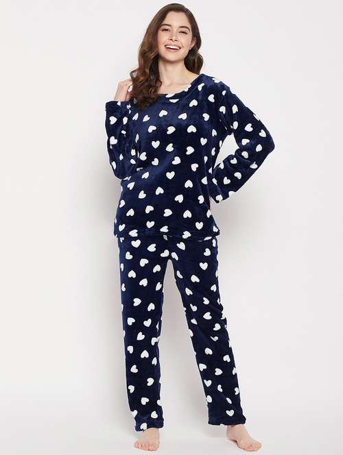 women blue printed nightsuit - 19207451 -  Standard Image - 0