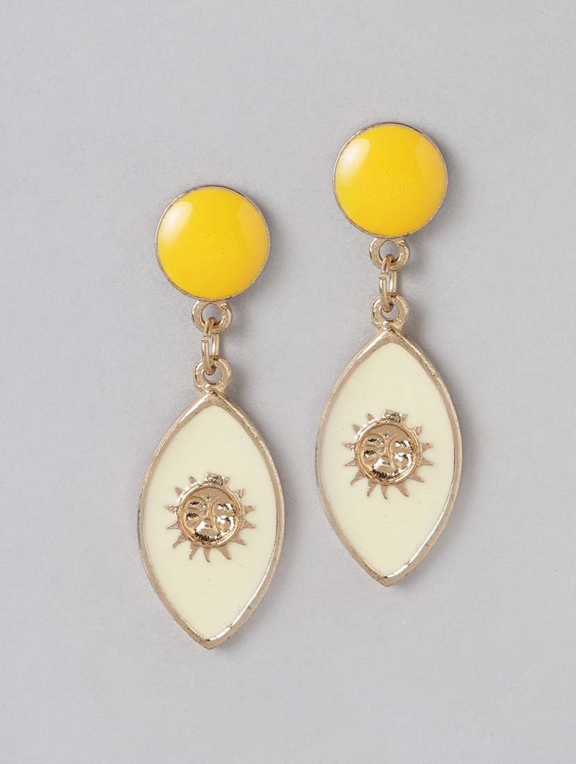 beige metal drop earring