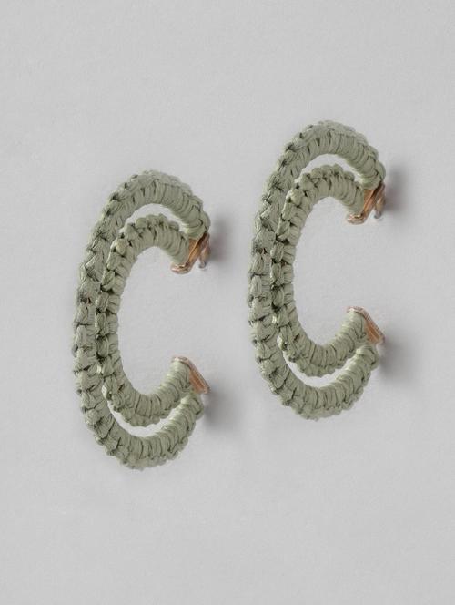 green crescent shaped half hoop earrings - 19207932 - Standard Image - 0