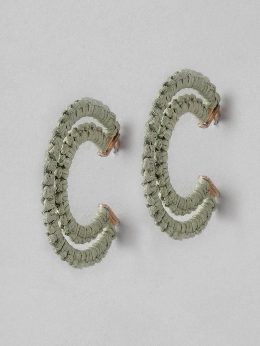 green crescent shaped half hoop earrings - 19207932 - Zoom Image - 0