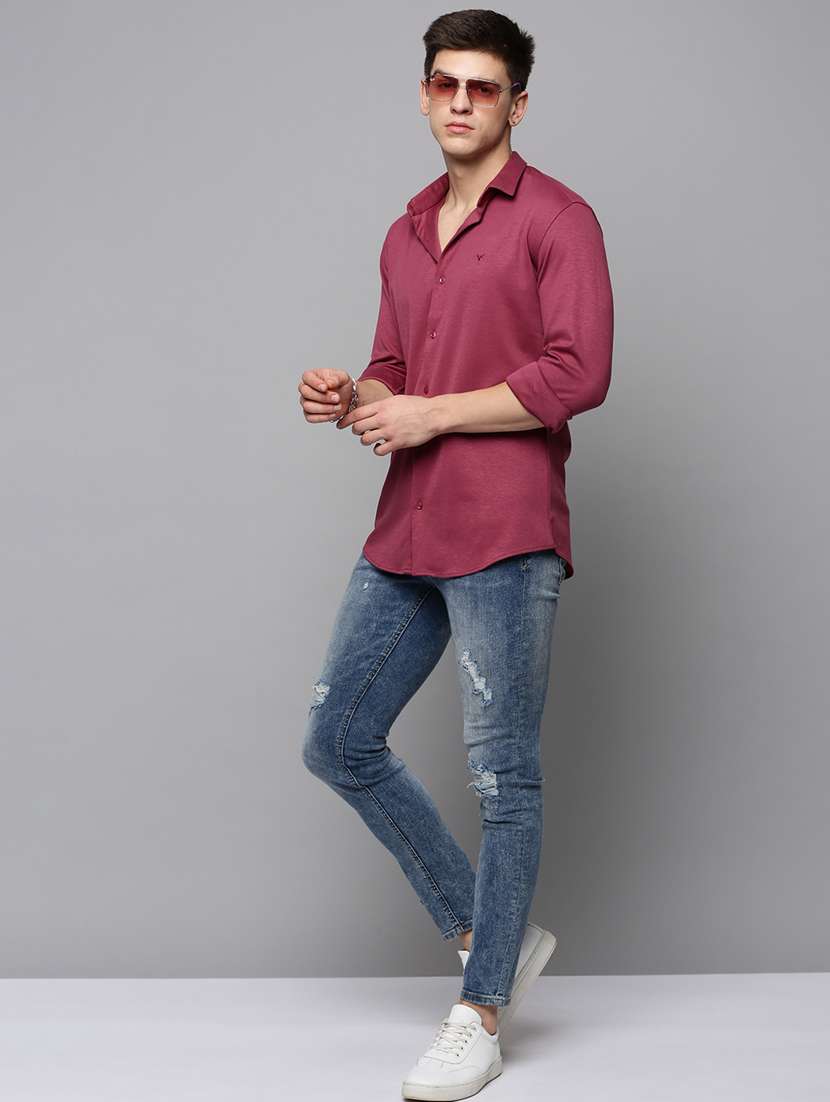 mens solid casual shirt - 19208106 - Standard Image - 3