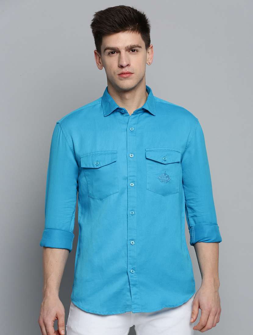 men solid long sleeve regular fit casual shirt