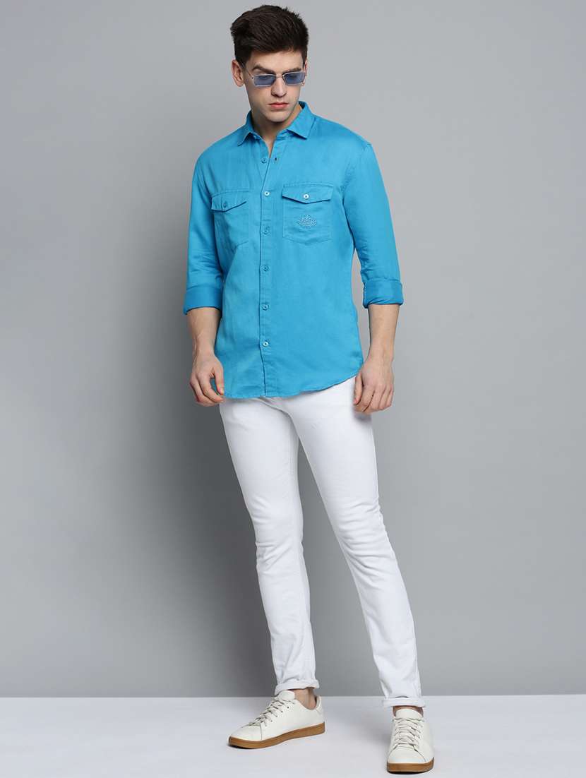 men solid long sleeve regular fit casual shirt - 19208111 -  Standard Image - 3