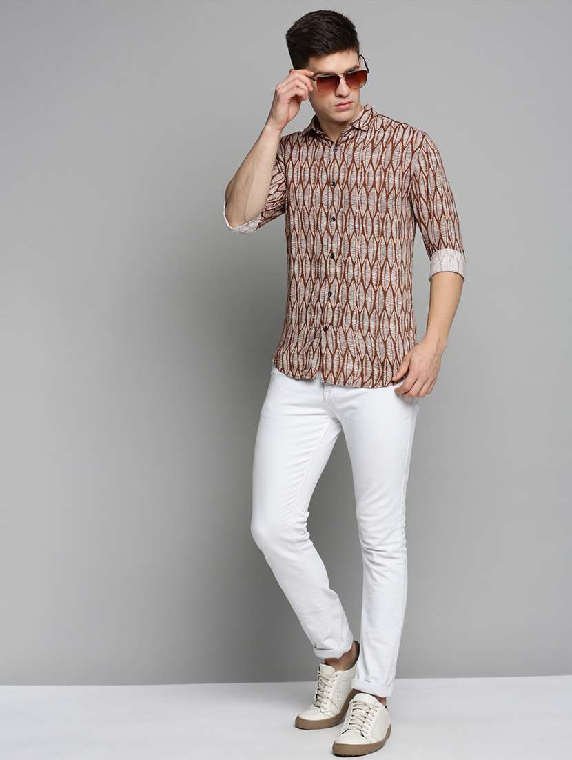 mens printed casual shirt - 19208129 - Standard Image - 3