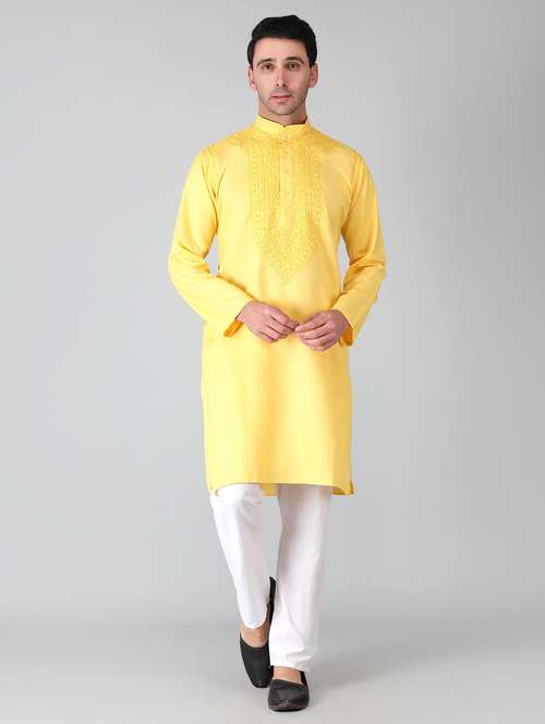 mandarin neck cotton long kurta - 19208497 -  Standard Image - 0
