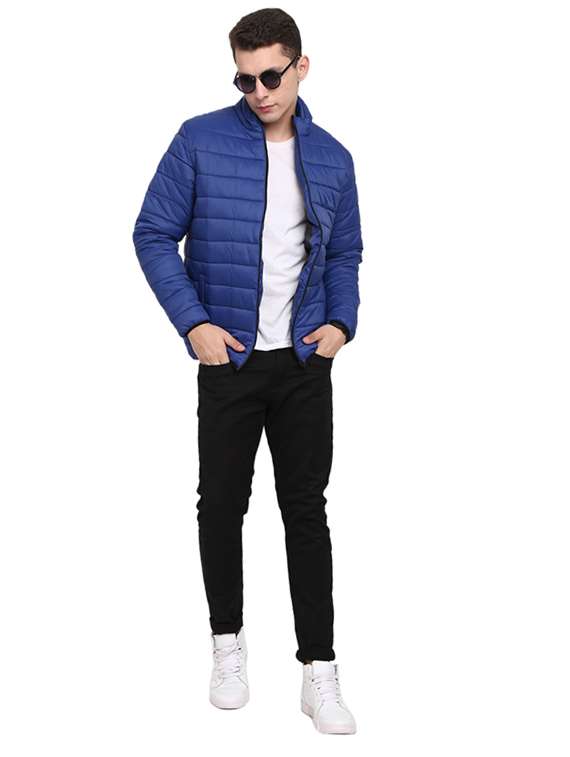 men blue solid long sleeve quilted jacket - 19214892 -  Standard Image - 3