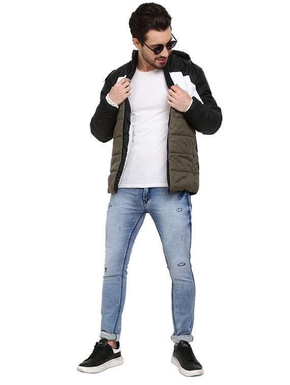 hood neck solid casual jacket - 19214961 - Standard Image - 3