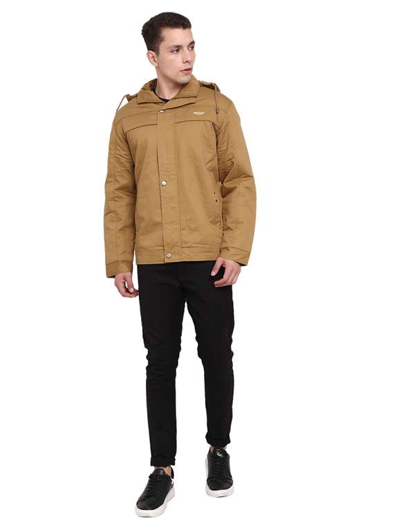 hood neck solid casual jacket - 19215001 - Standard Image - 3