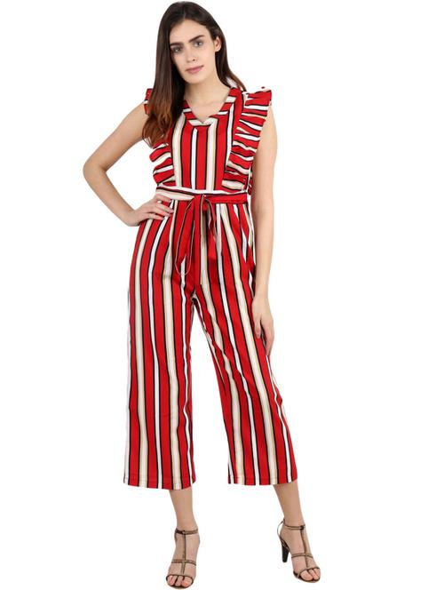 stripes full leg jumpsuit - 19215431 - Standard Image - 0