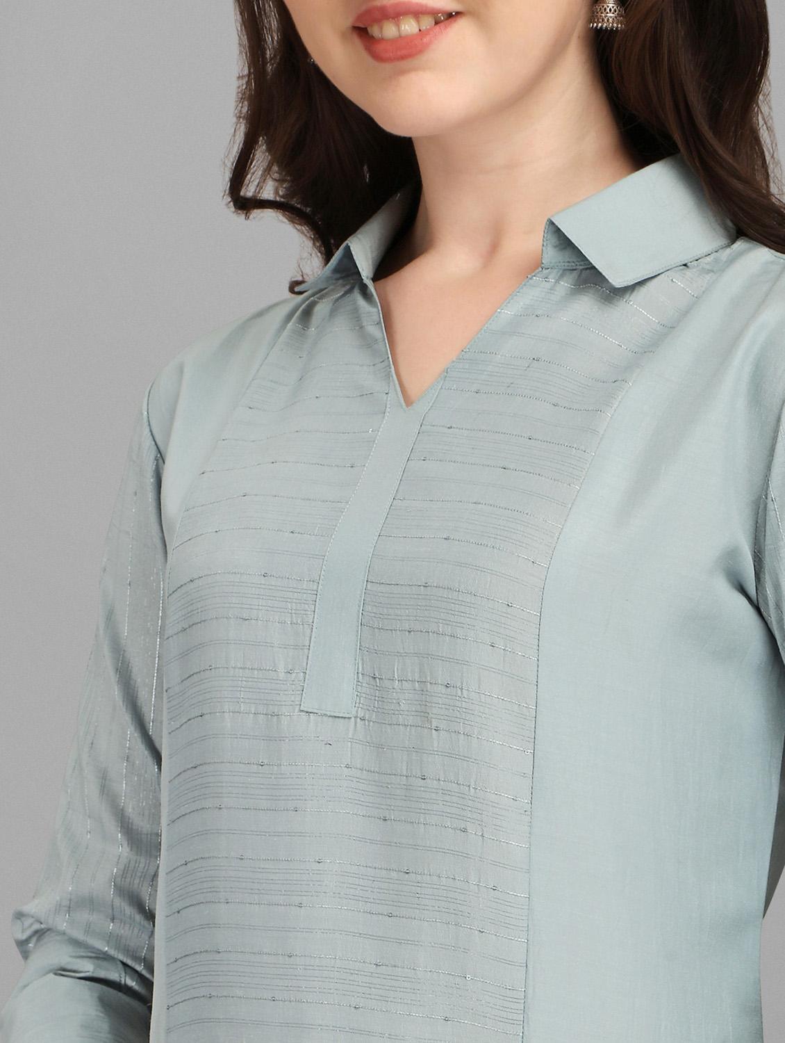grey silk kurta pant set - 19215847 - Standard Image - 5