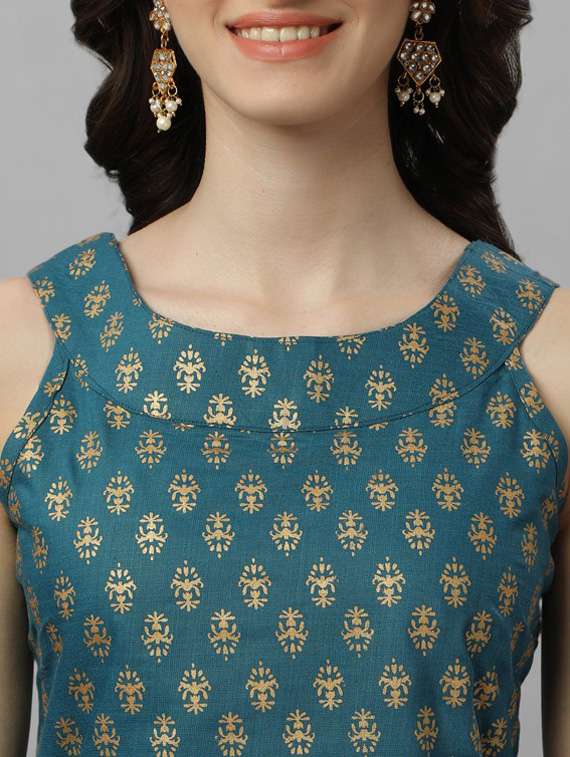 blue cotton blend kurta pant  set - 19215849 -  Standard Image - 5