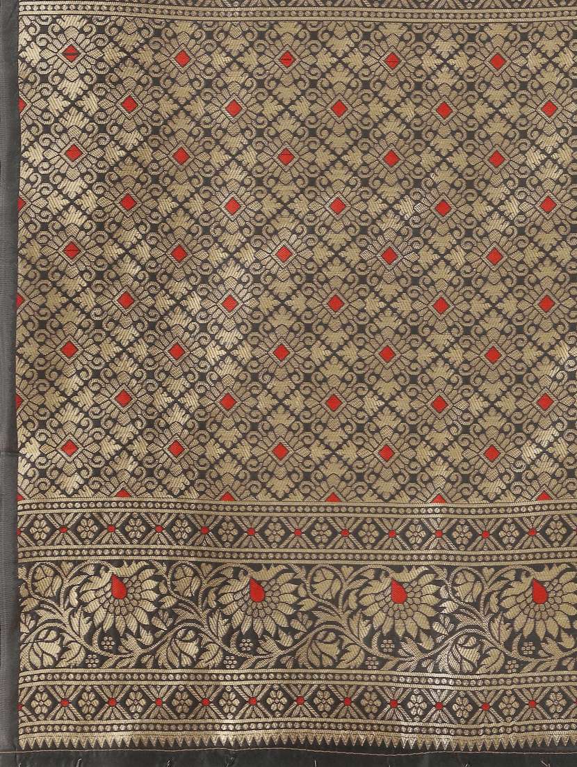 women's self design black colored saree with blouse - 19217589 -  Standard Image - 3