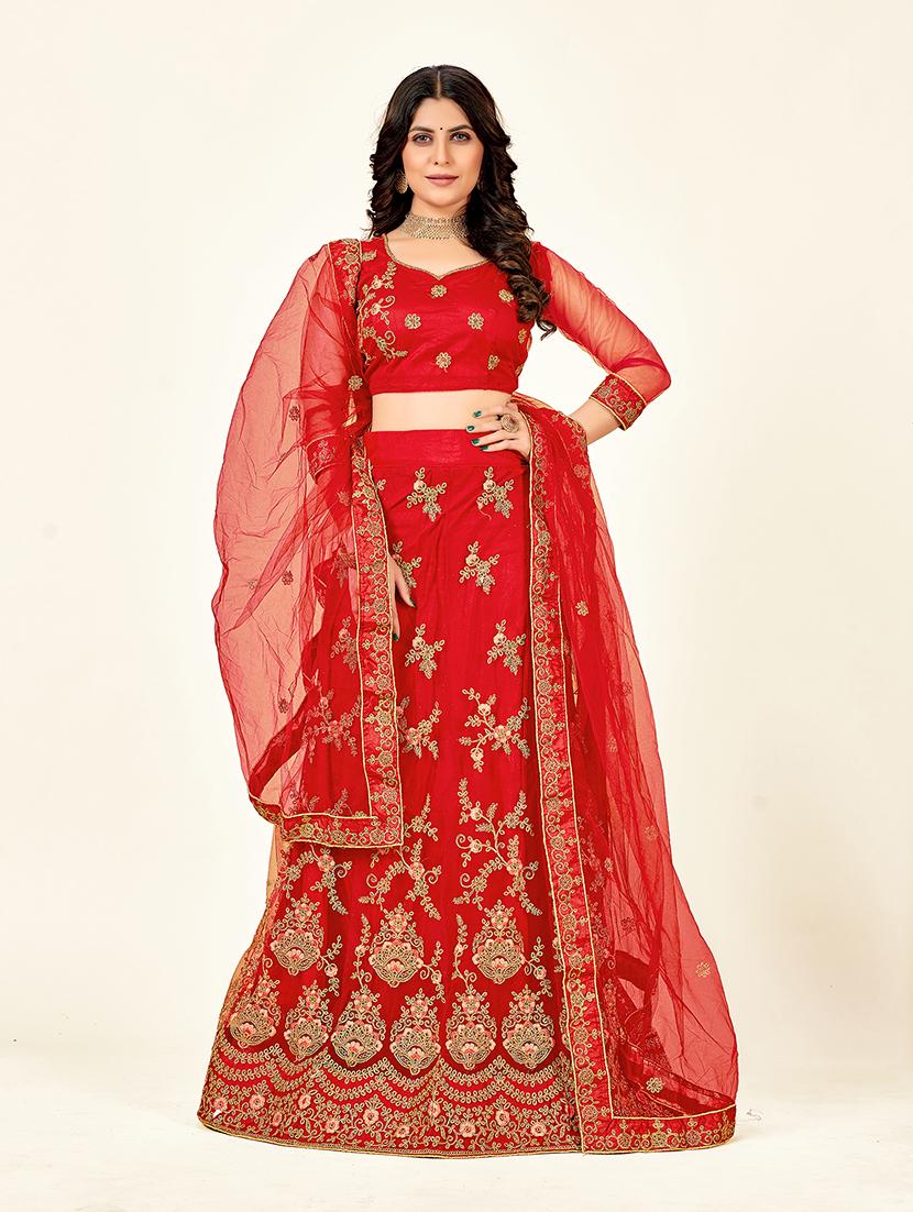 embroidered lehenga choli dupatta set - 19218021 -  Zoom Image - 0
