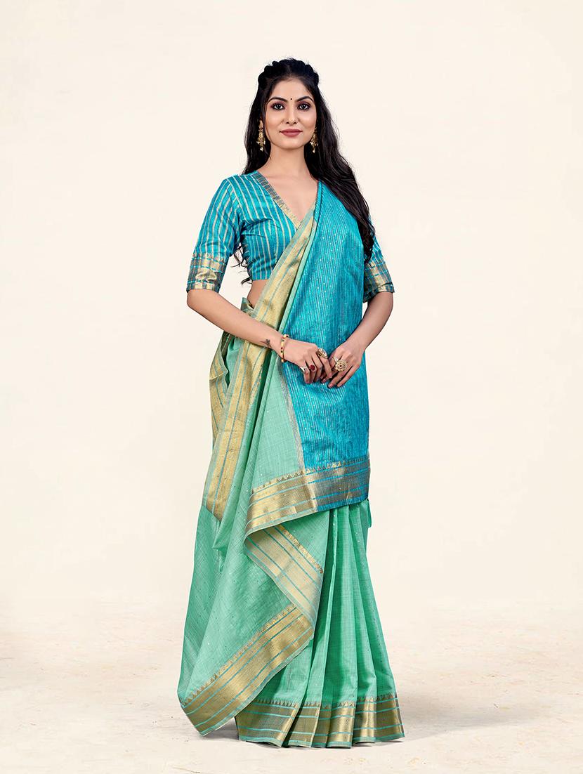 women's bordered green colored saree - 19218085 - Standard Image - 3