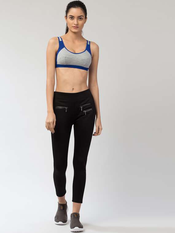 multi coloured solid sports bra - 19219685 -  Standard Image - 3