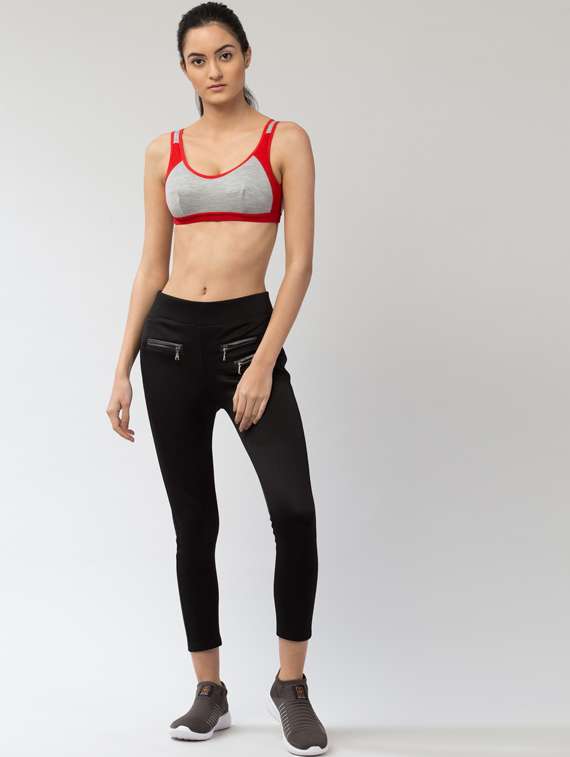 multi coloured solid sports bra - 19219686 -  Standard Image - 3