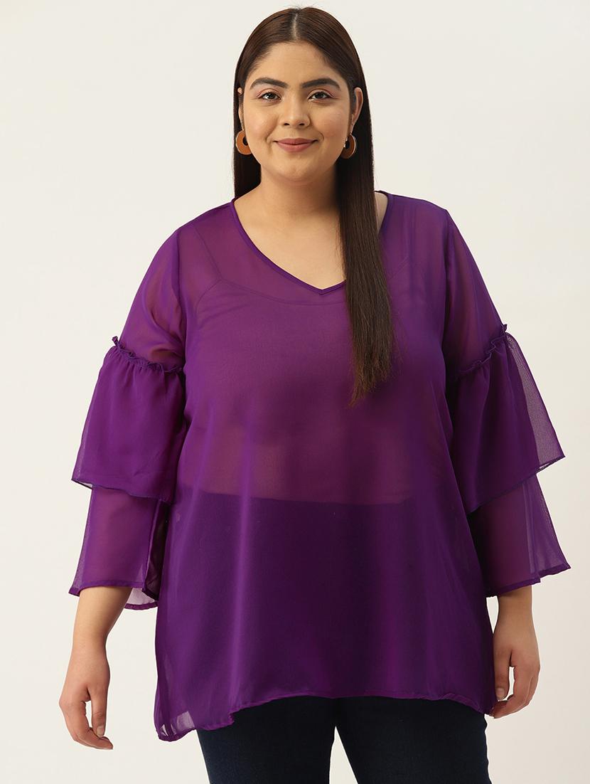 women's straight v neck top - 19220844 -  Zoom Image - 0