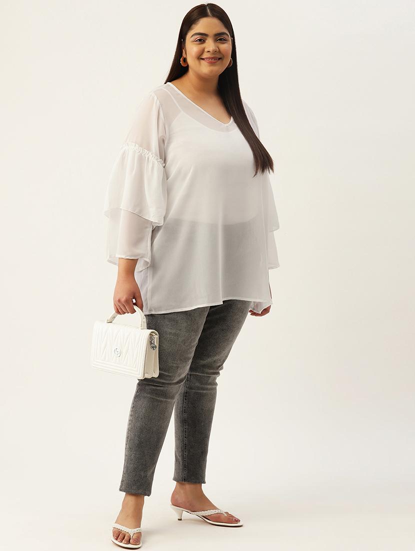 women's a line v neck top - 19220846 - Standard Image - 3