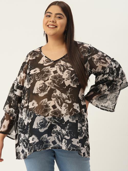 women's a line v neck top - 19220849 - Standard Image - 0
