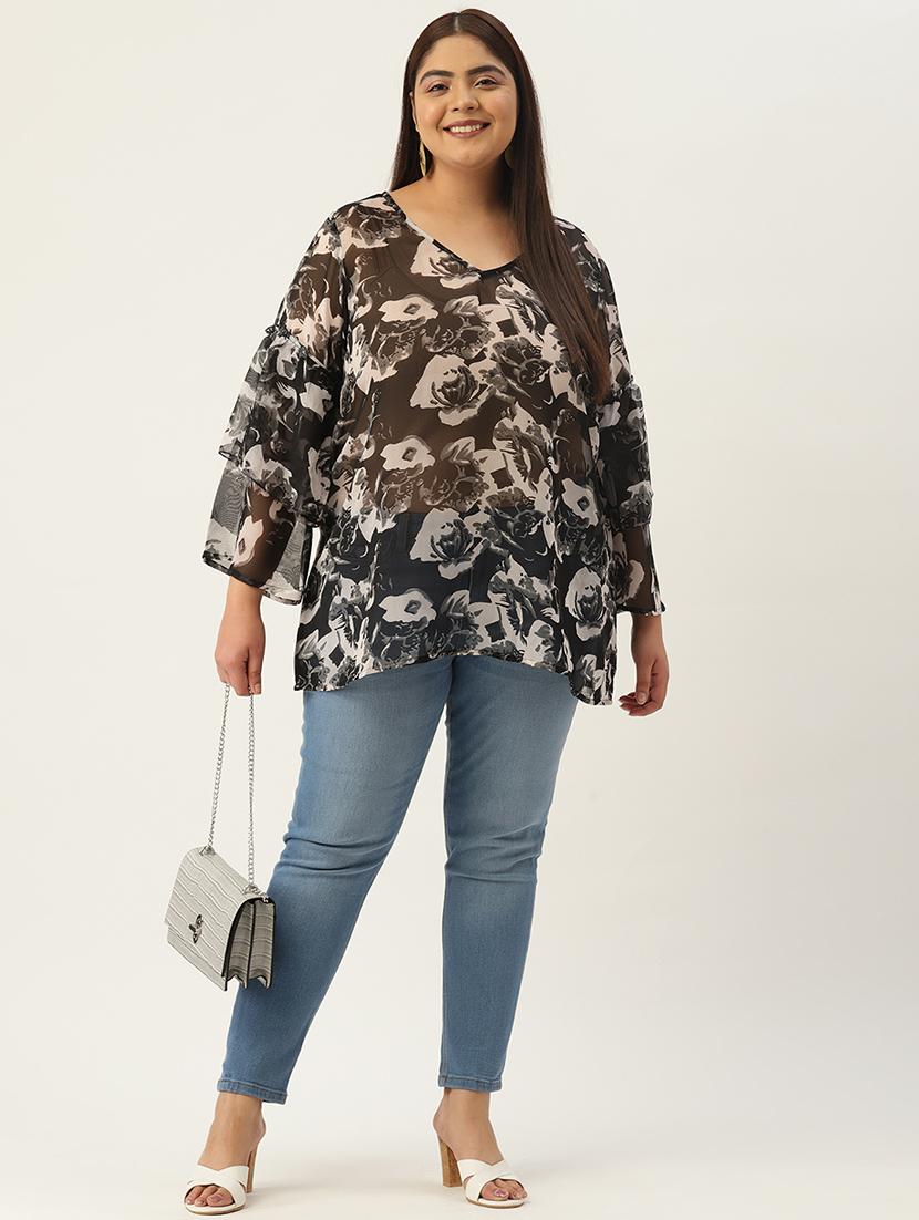 women's a line v neck top - 19220849 - Standard Image - 3