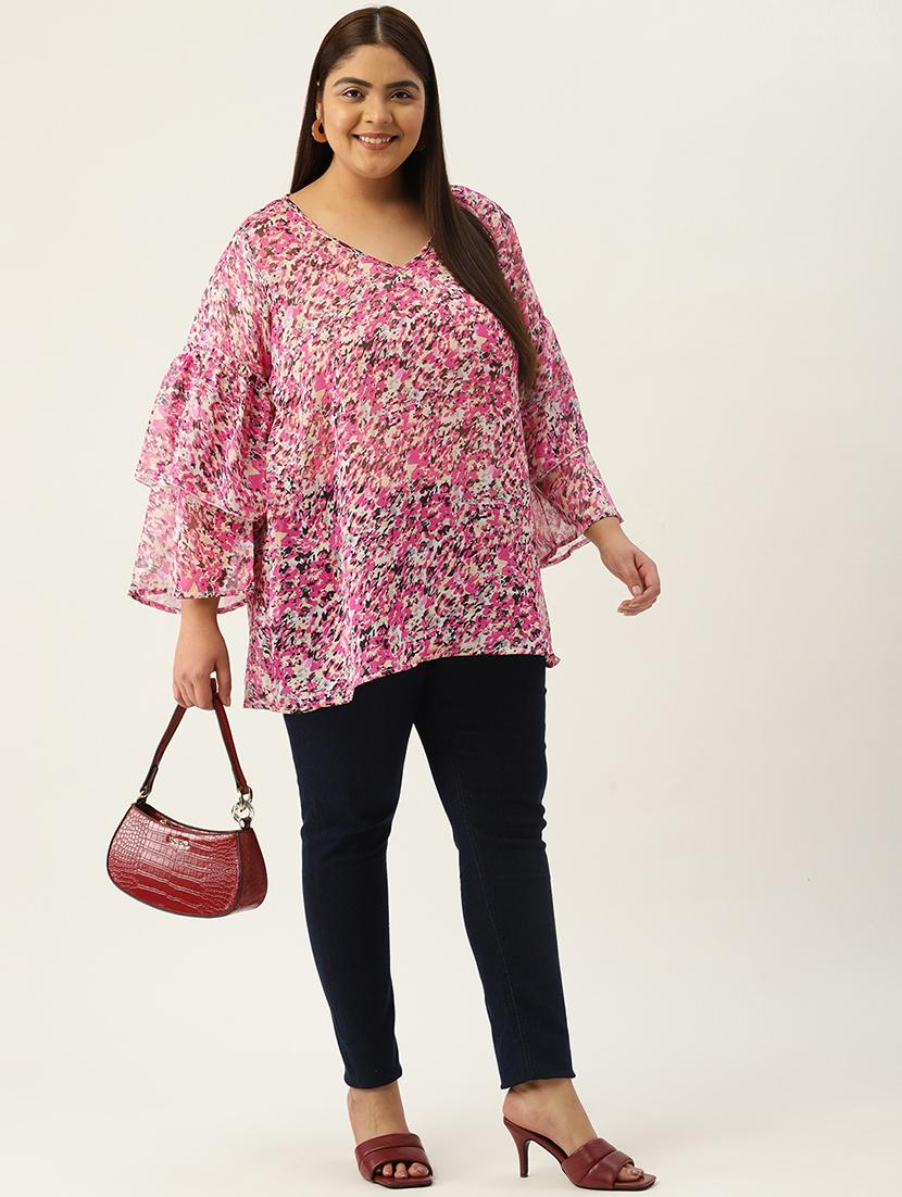 women's a line v neck top - 19220850 - Standard Image - 3