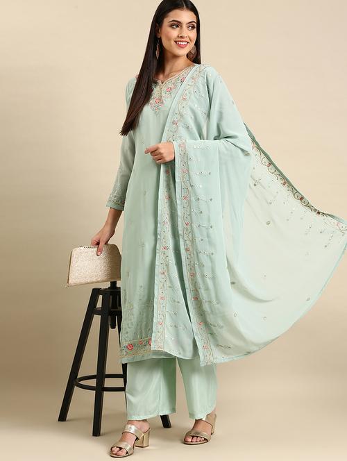 embroidered unstitched suit set - 19220921 - Standard Image - 0