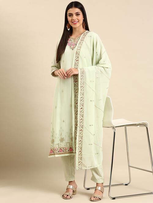 embroidered unstitched suit set - 19220939 -  Standard Image - 0