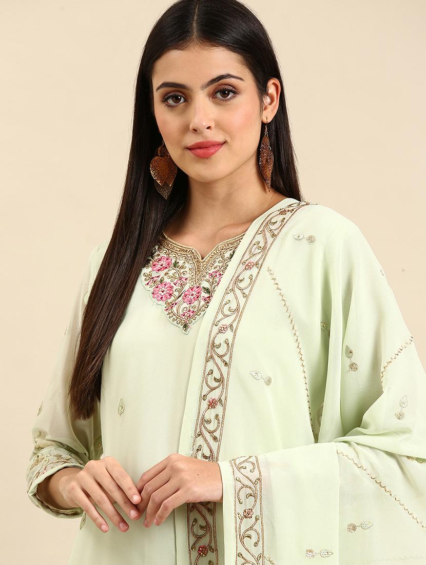 embroidered unstitched suit set - 19220939 - Standard Image - 3