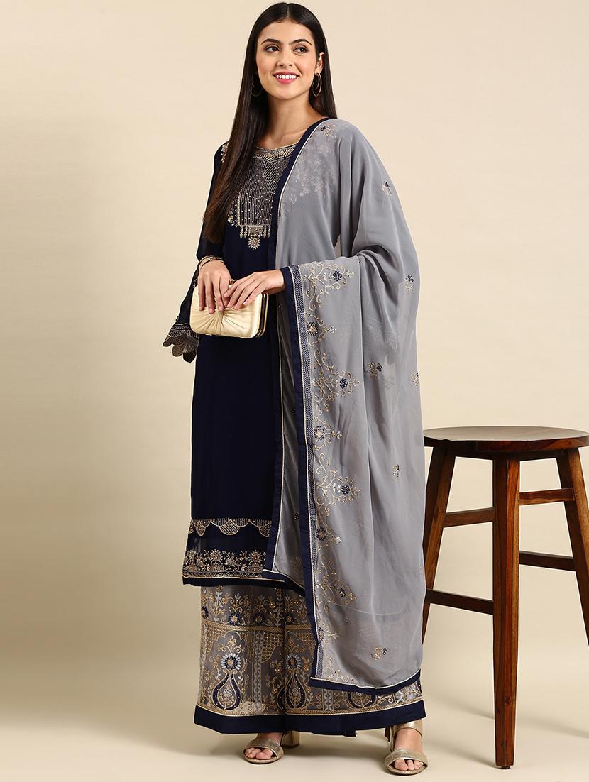 embroidered unstitched suit set - 19220949 -  Zoom Image - 0