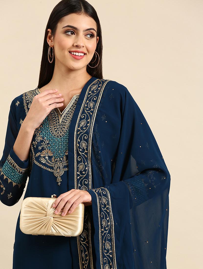 embroidered unstitched suit set - 19220951 - Standard Image - 3