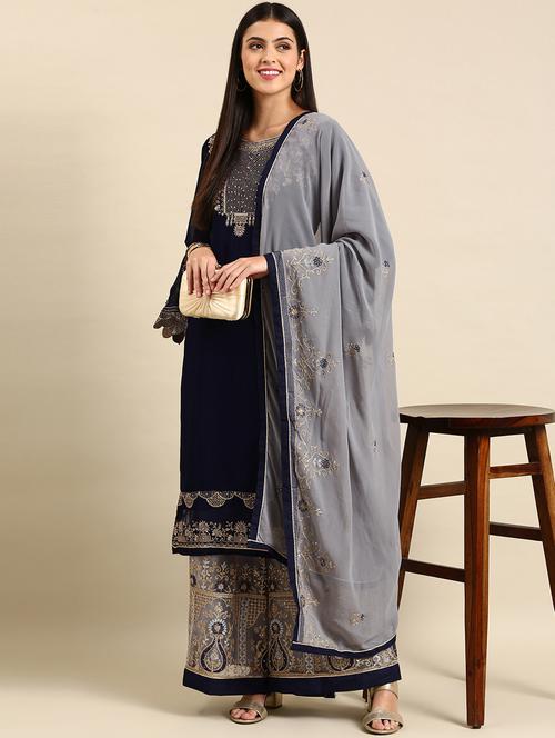embroidered unstitched suit set - 19220984 -  Standard Image - 0