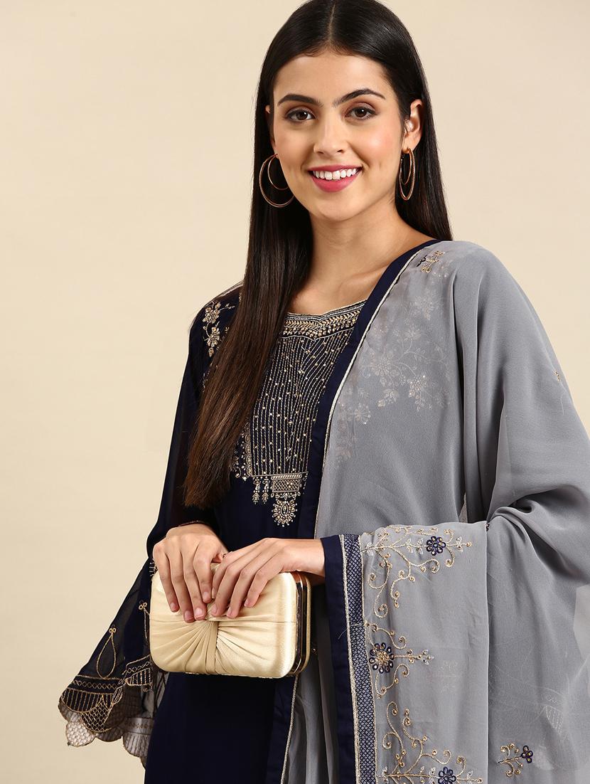 embroidered unstitched suit set - 19220984 - Standard Image - 3