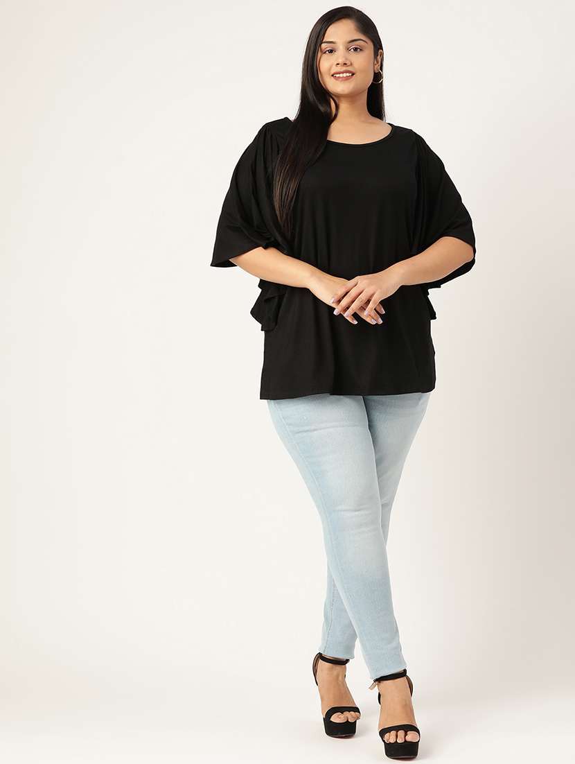 women's straight round neck top - 19223345 - Standard Image - 3