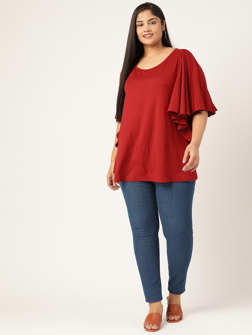 women's straight round neck top - 19223346 - Standard Image - 3