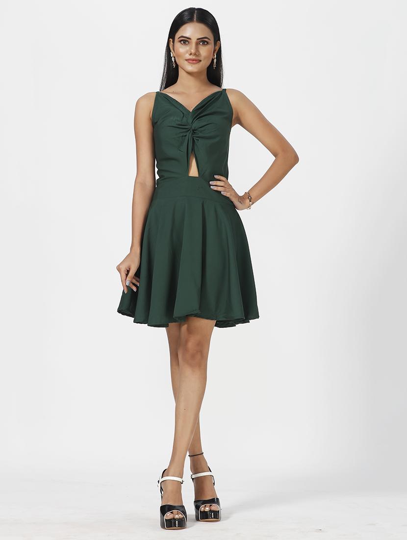 women's fit & flare solid dress - 19223529 - Standard Image - 3