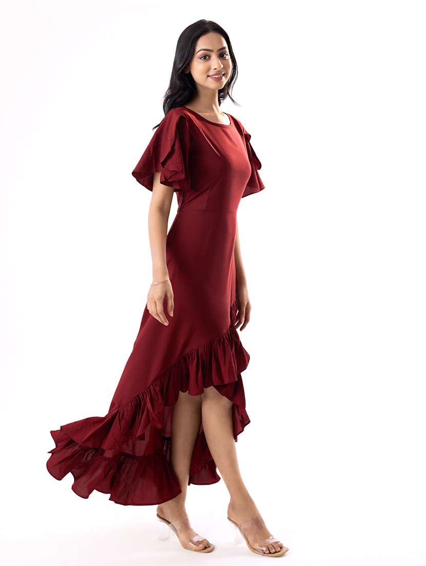 women's high low solid dress - 19223533 -  Standard Image - 3