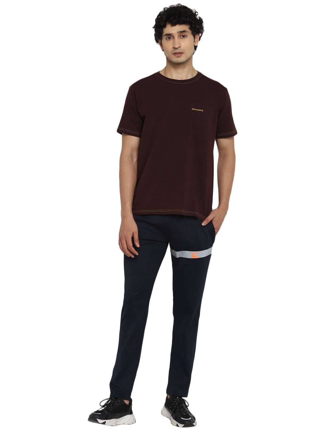blue color block full length track pant - 19223764 -  Standard Image - 3