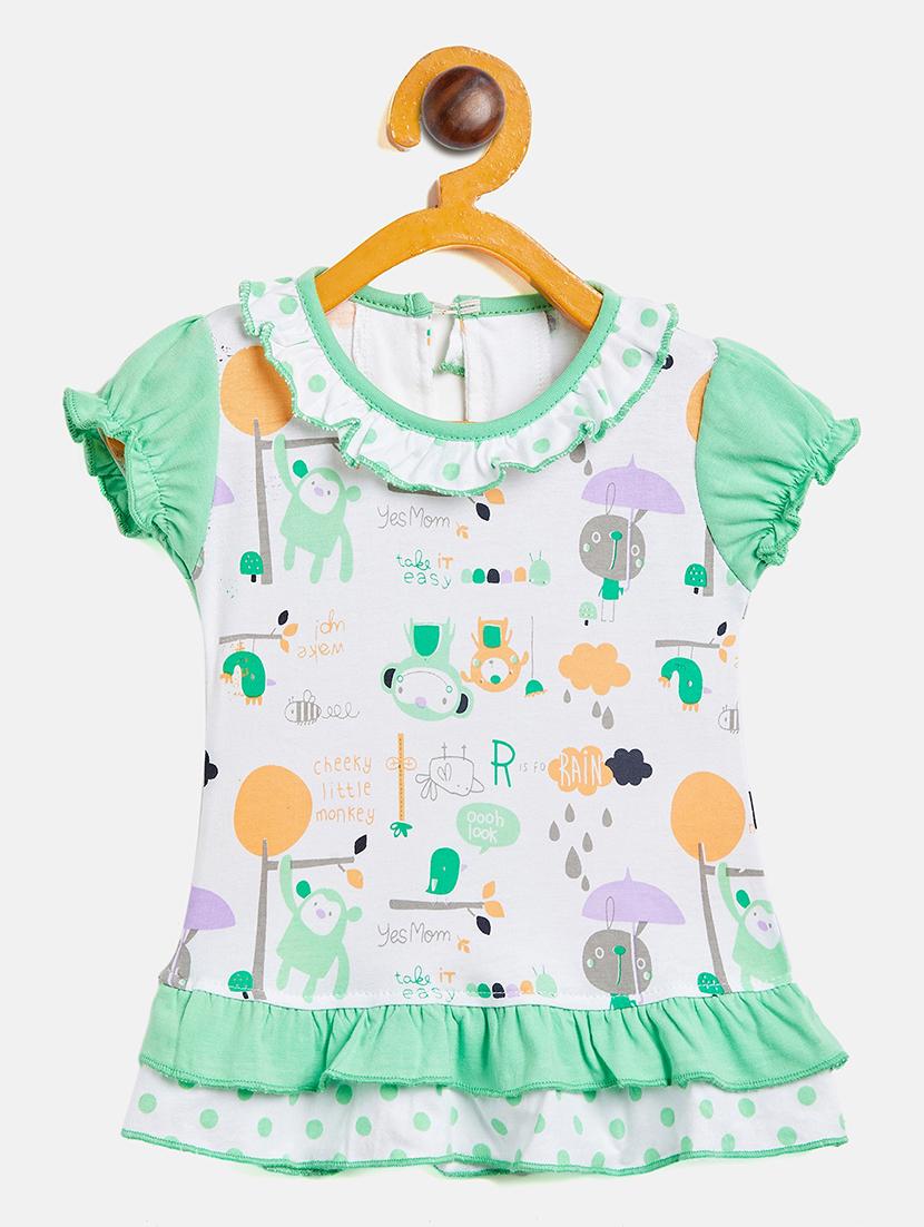 girls round neck printed frock
