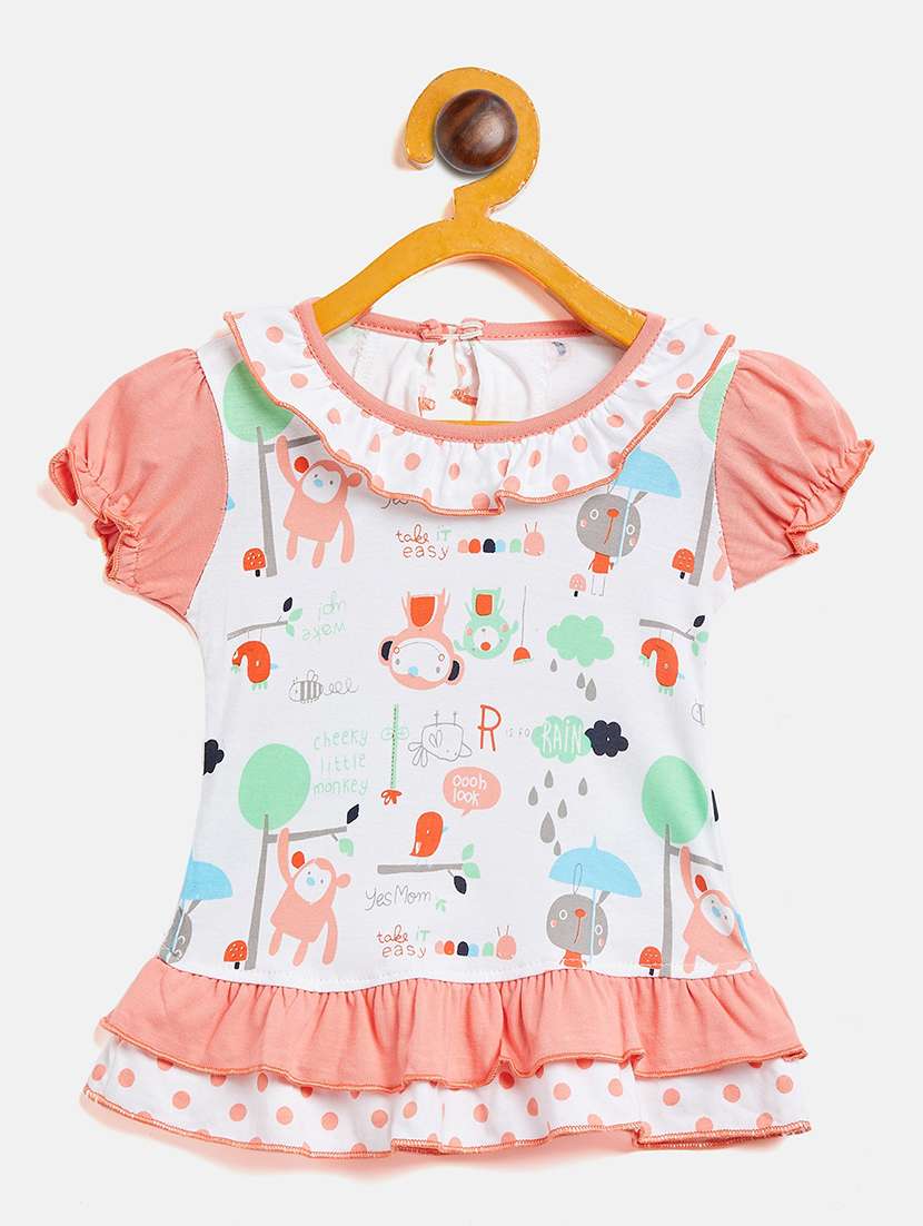 girls round neck printed frock - 19224111 - Zoom Image - 0