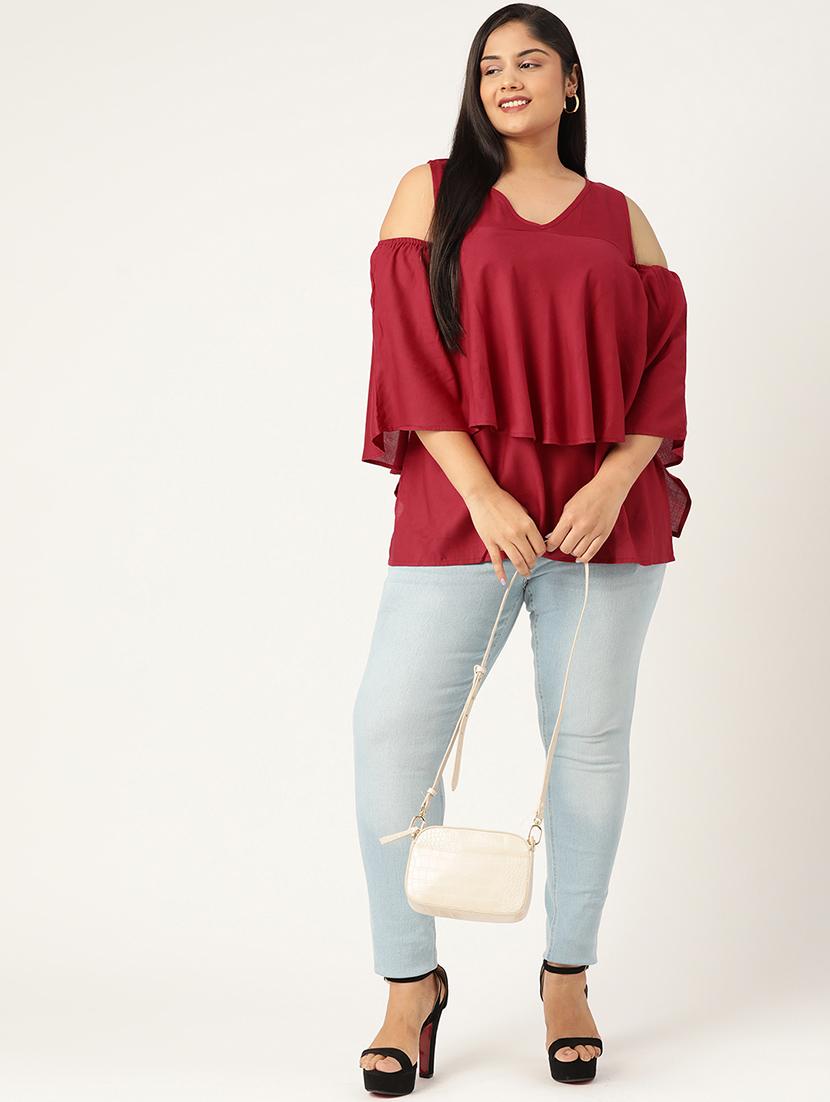 women's ruffle v neck top - 19225012 - Standard Image - 3