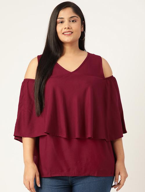 women's ruffle v neck top - 19225016 - Standard Image - 0