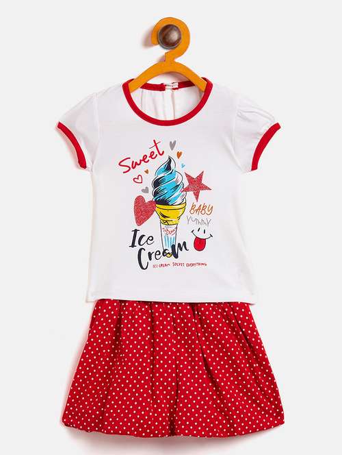 girls round neck printed skirt top - 19225132 - Standard Image - 0