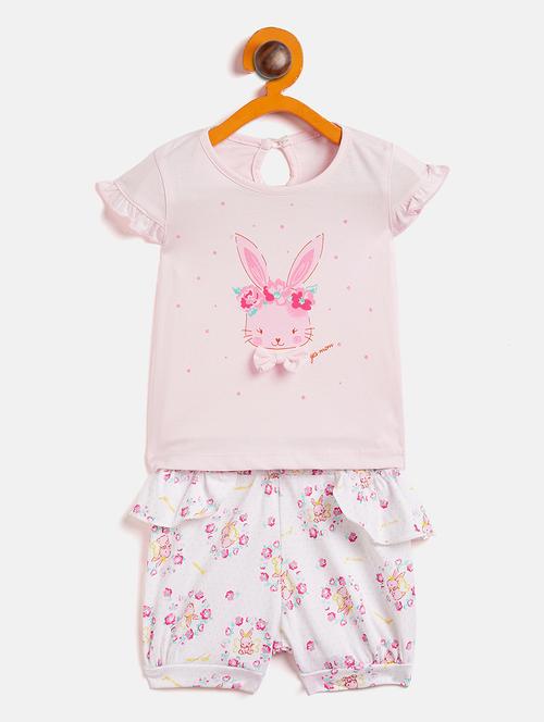 girls round neck printed shorts sets - 19225134 - Standard Image - 0