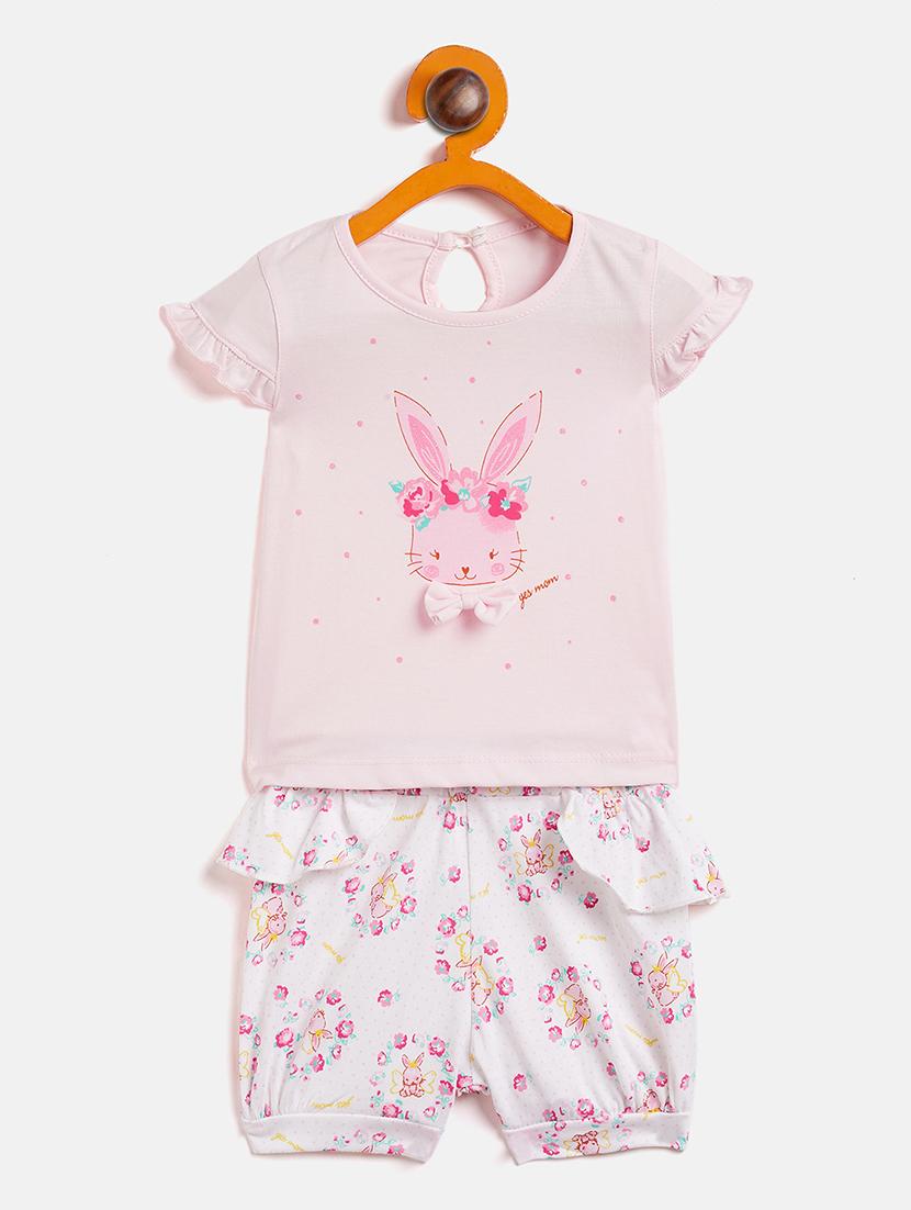 girls round neck printed shorts sets - 19225134 - Zoom Image - 0